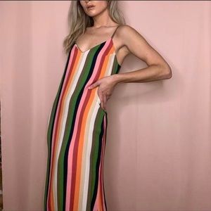 Reformation striped rainbow midi dress
